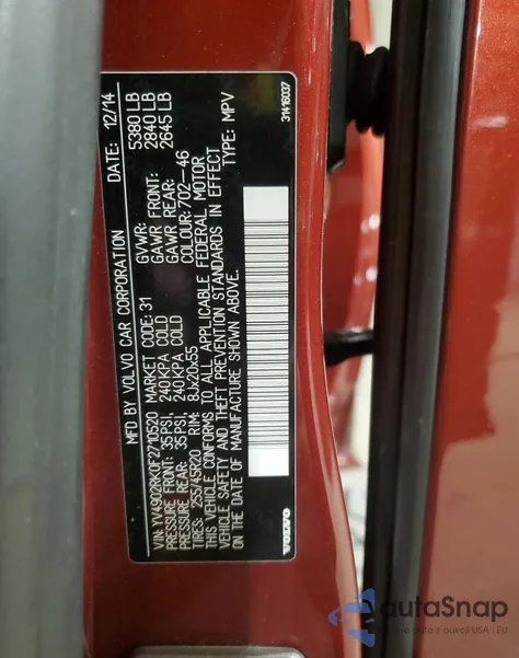 2015 Volvo Xc60 T6 Premier z USA, uszkodzony, nr VIN YV4902RK0F2710520